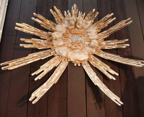 18th century metal and wooden gilded religious starburst c.1790