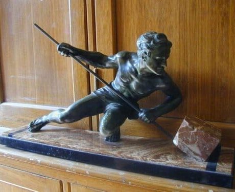 Spelter deco figurine on marble base c.1930