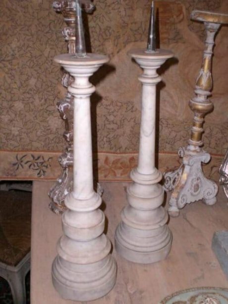 Pair of French antique marble candlesticks c.1900