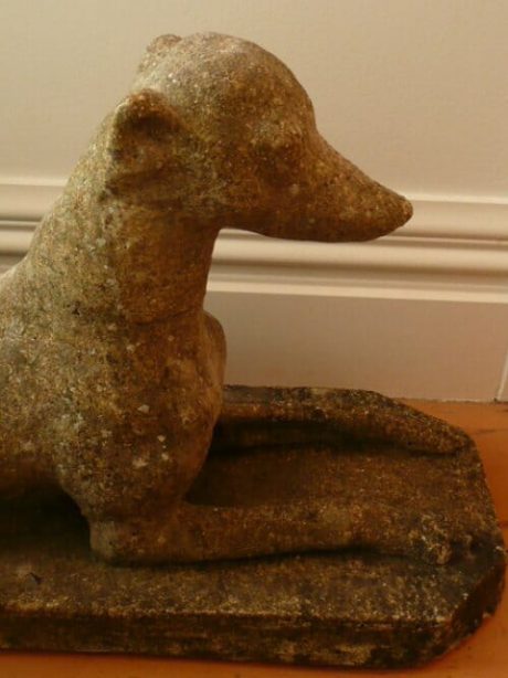 Pair of early 20th century composite stone greyhound dogs