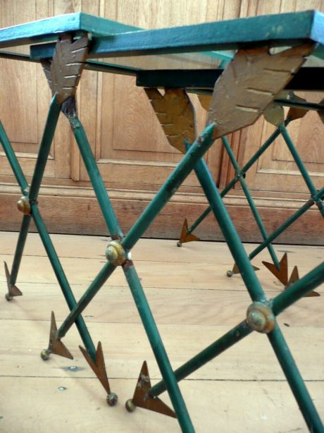 Set of three nesting tables with bevelled glass mirror tops c.1950