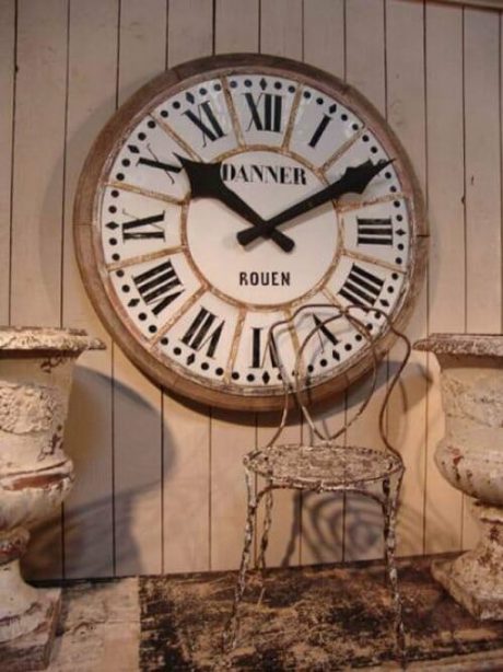 Antique French oak and opaline clock face from Rouen c.1880