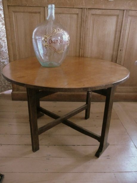 Antique wine tasting table with leather top c.1880