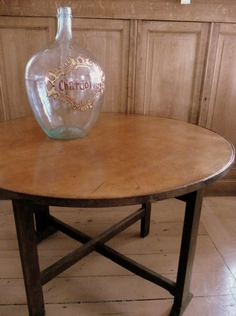 Antique wine tasting table with leather top c.1880