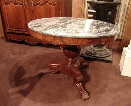 Napoleon III round marble top mahogany pedestal table c.1860