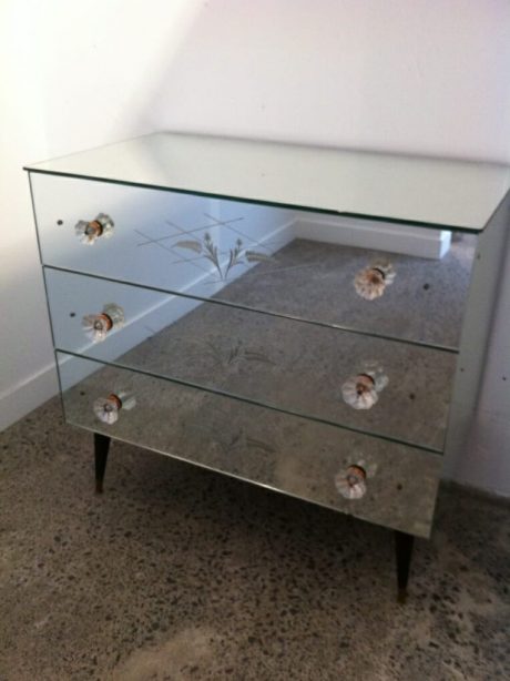 Etched mirrored glass cabinet c.1950