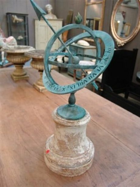 Brass Astrolobe c.1950 mounted on antique wooden pedestal base