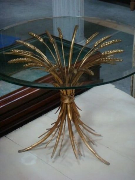 Pair of gilded metal wheat sheath tables c.1950