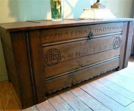 Large antique Dutch oak carved coffer c.1790