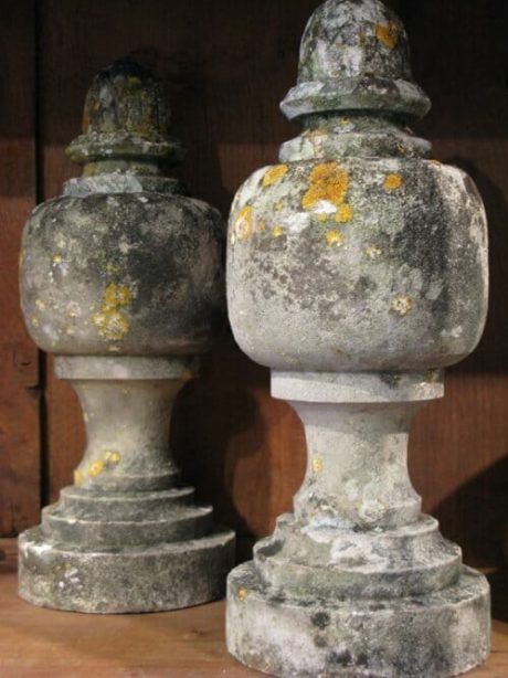 Pair of French late 19th carved limestone finials c.1890