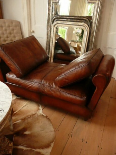 Leather daybed with leather cushions c.1940