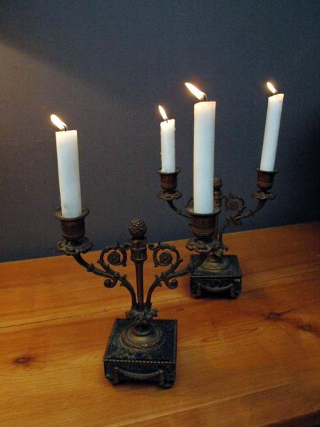 Louis XVI style marble and brass candlesticks c.1900