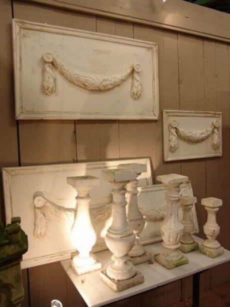 Pair of wood and plaster panels with carved garlands c.1880