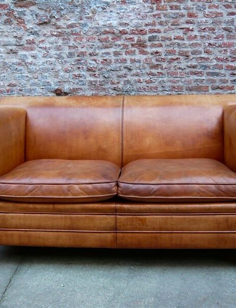 Dutch leather sofa designed by Bart van Bekhoven c.1970