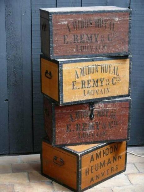 Wooden trunks used for storing starch c.1920