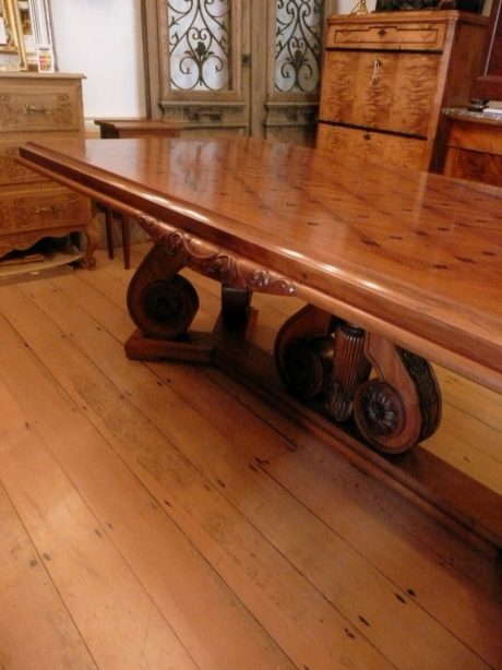 Stunning parquet walnut dining table with extensions c.1940s