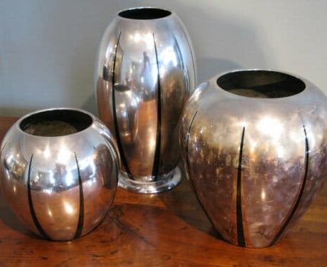 A Set of German WMF silver plated WMF vases and dish c.1940