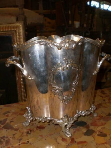 Silver plated monogrammed champagne bucket c.1880s