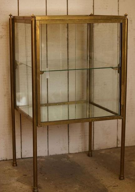 1950's Bronze and glass vitrine table