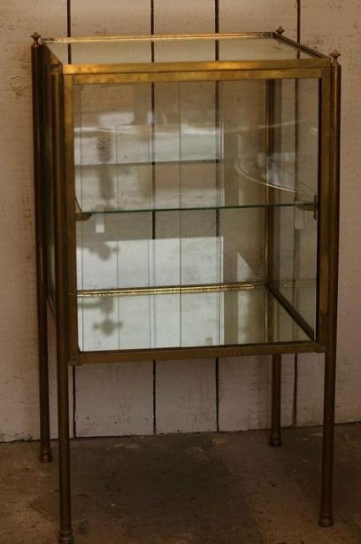 1950's Bronze and glass vitrine table