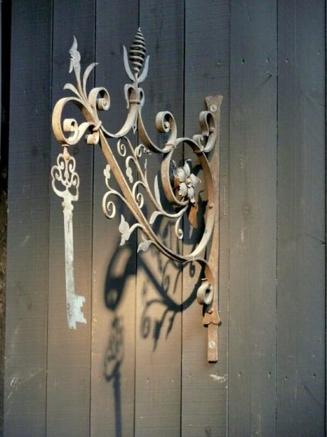 Antique French wrought iron hanging sign for a Locksmith's shop c.1900