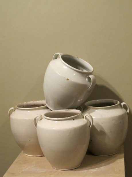 19th century white glazed Italian confit pots c.1880