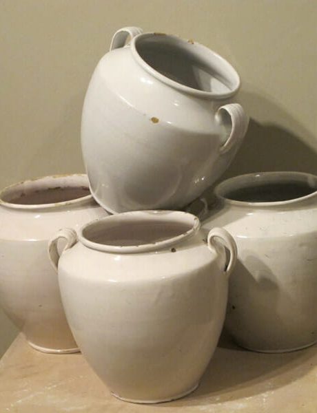 19th century white glazed Italian confit pots c.1880