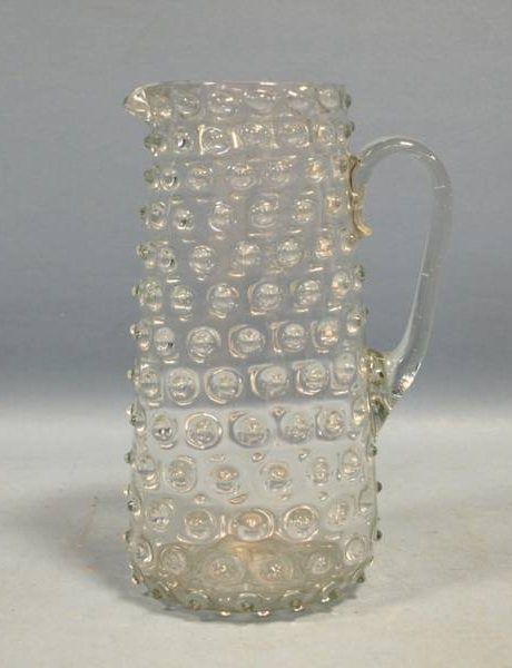 Hand-blown Liegeois French glass pitcher