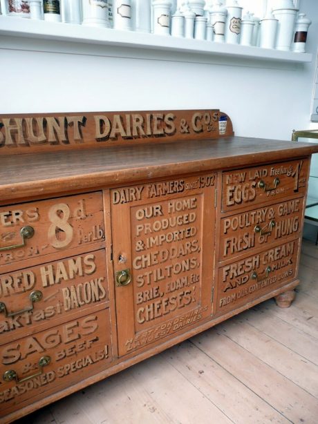 Victorian sign painted Dairy Pine Chiffonier from England c.1880