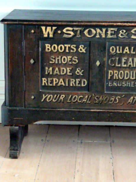 W. Stone & Sons Victorian store sign painted cobblers Seat