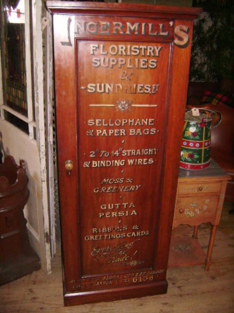 Victorian Mahogany sign painted Floristry Cabinet c.1880