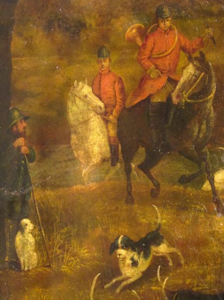 19th century English folding screen of hunting scene