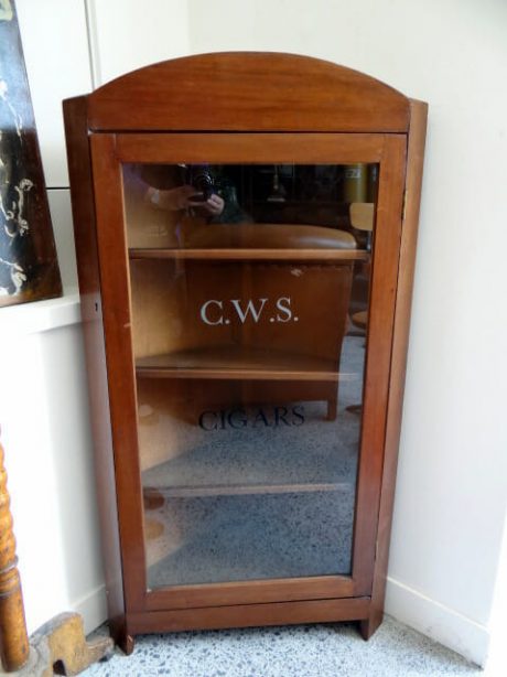 Victorian mahogany C.W.S. cigar shop cabinet c.1880