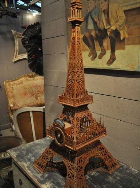 1950's Eiffel Tower model with clock feature