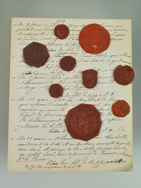 Collection of ancient wax seals on Namur and its vicinity