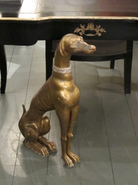 A pair of 1950's Italian gilded wooden whippets of great size