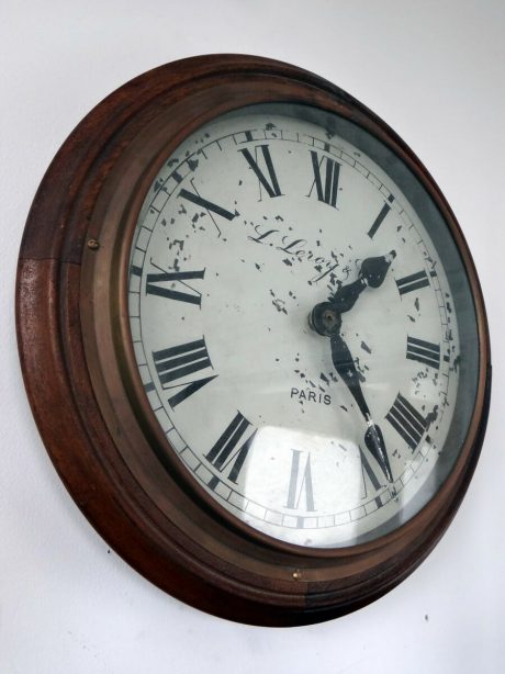 Oak and brass 'L.Leroy & Cie' wall clock c.1900