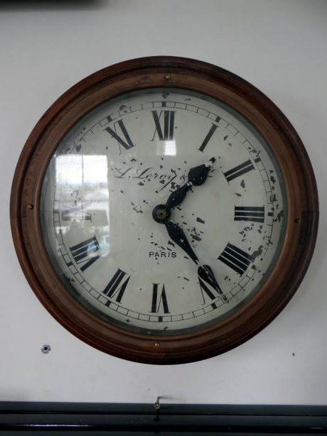 Oak and brass 'L.Leroy & Cie' wall clock c.1900