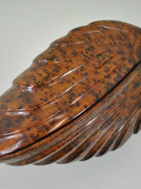 French walnut box in shape of a shell c.1940's