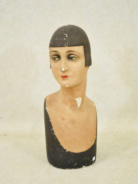 Papier-m�ch�  French female hatters head model c.1920