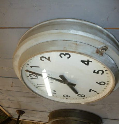 Metal industrial French Brillie clocks from factory c.1950