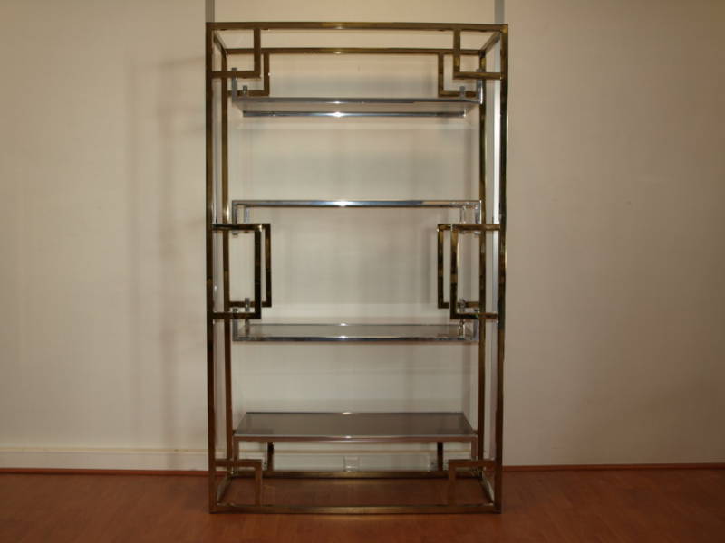 1970s chrome and brass etagere