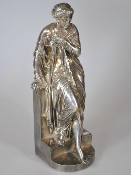 Silver plated bronze sculpture signed AIZELIN