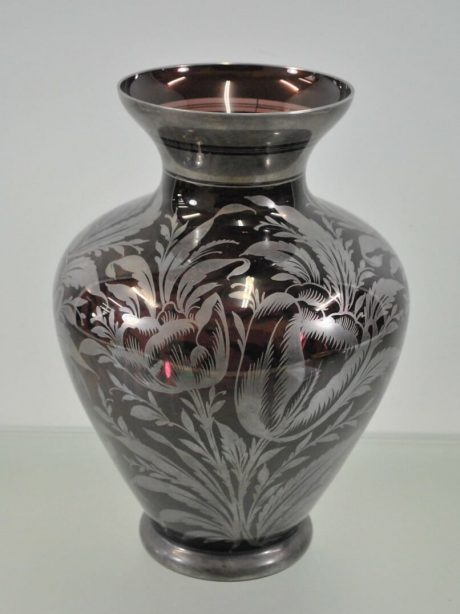 Silver overlaid amethyst glass vase (Boom) c.1900