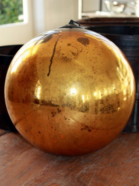 Gold antique mercury glass ball c.1900