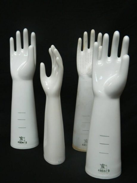 1950's Industrial porcelain glazed glove moulds from Germany