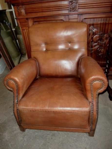 1950's French single leather club chair