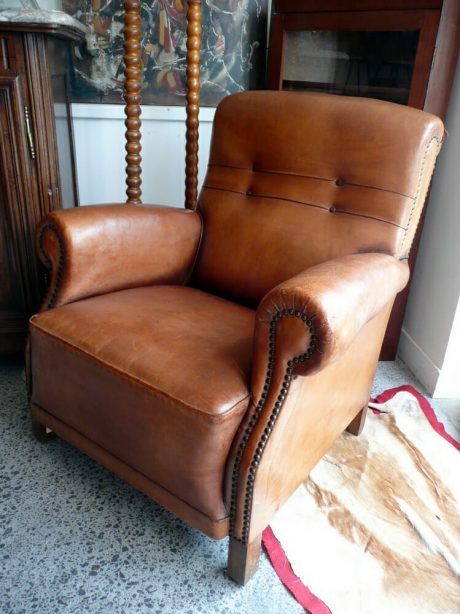 1950's French single leather club chair