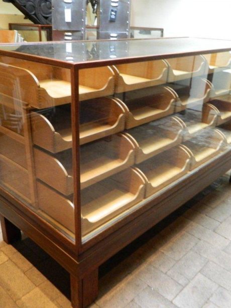 A 1950s Mahogany framed Haberdashery counter.