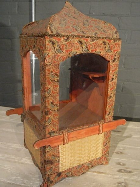 Late 19th century model sedan chair display cabinet c.1890